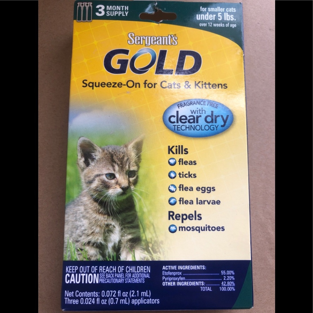 Sergeant's GOLD Squeeze for Small Cats Under 5 Lbs